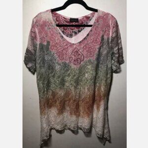 BRITTANY BLACK - WOMEN'S FLORAL PRINT LACE BOHO BOHEMIAN TUNIC TOP OVERLAY